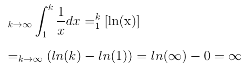 integral of 1 over x from 1 to infinity